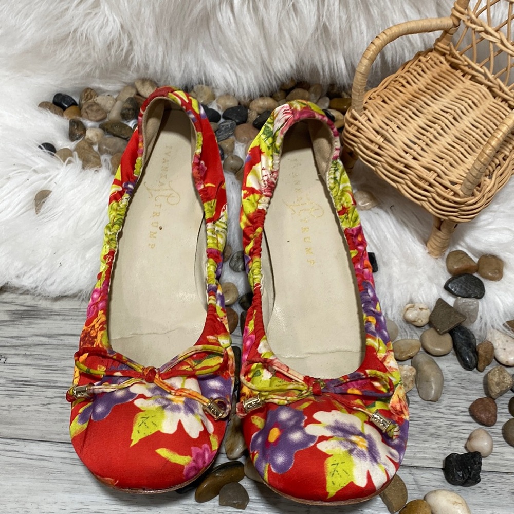 Ivanka Trump Red Floral Ballet Flats